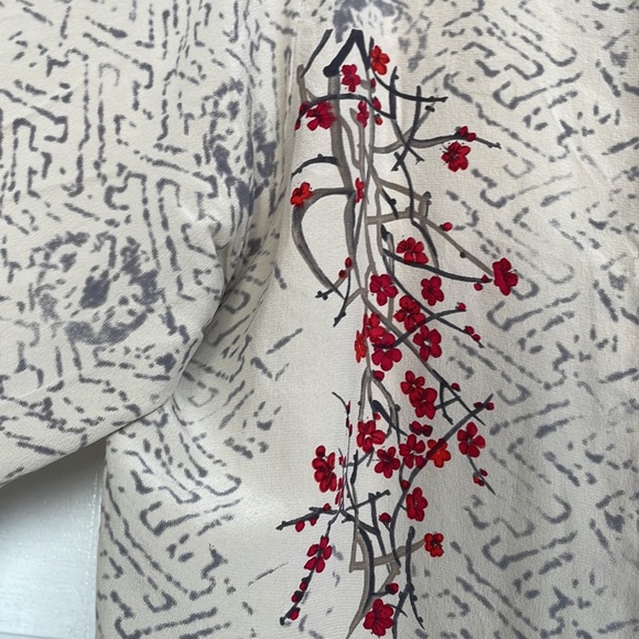 Vintage Chico’s 100% Silk Cherry blossoms Japanese inspired shirt size Small(1) - Picture 3 of 6